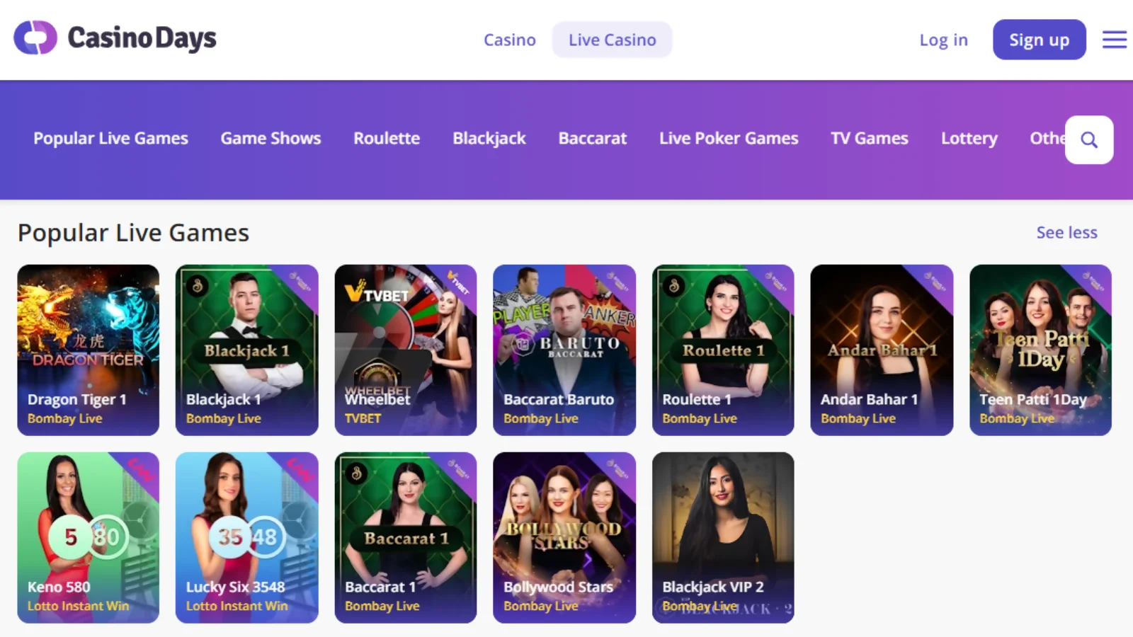 Casino Days live games