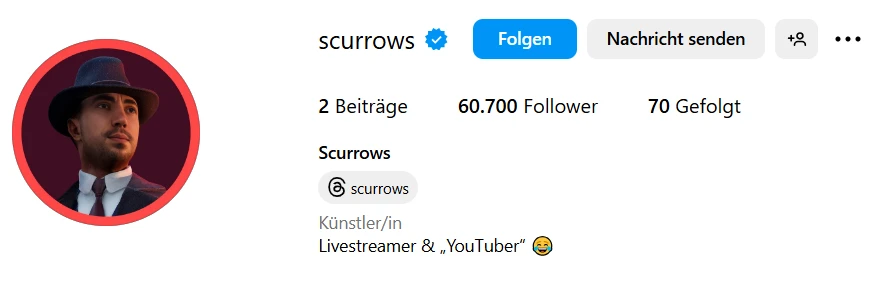 Casino Streamer Scurrows Instagram