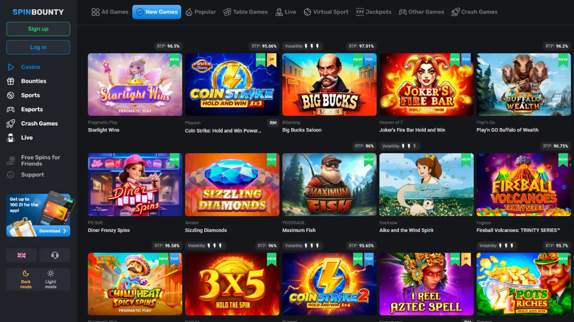 Εικόνα Ιστοσελίδας του Καζίνο Spinbounty