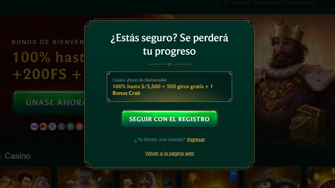 proceso de registro en Casinia casino