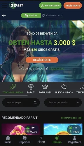 Casino móvil 20BET