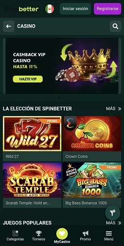 Casino móvil SpinBetter