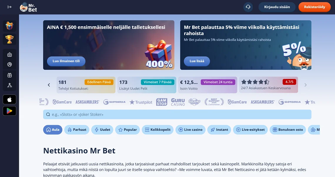 Mr Bet Casinon aulassa