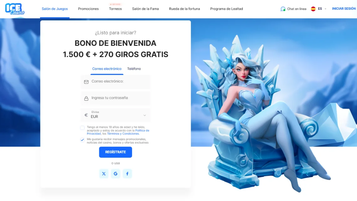 Cómo registrarse en Ice Casino